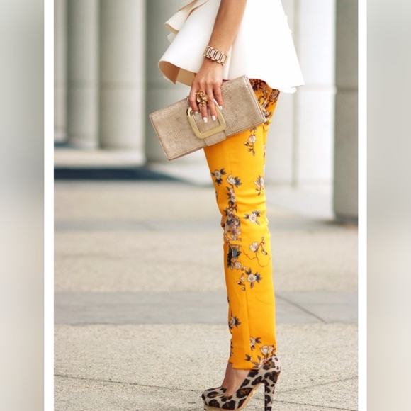 Zara Woman Mustard Floral Pants - Picture 11 of 11